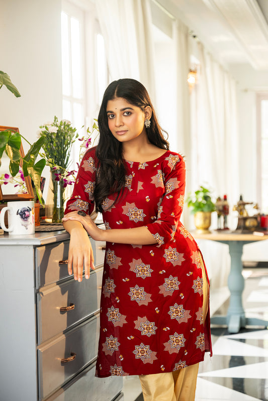 Crimson Elegance Kurti