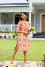 Sunset Mosaic Block Print Kurta