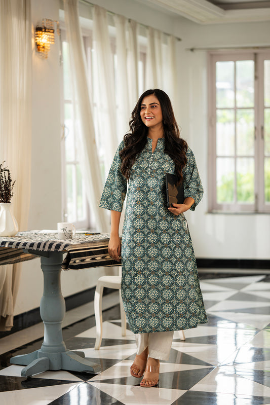 Emerald Charm Printed Kurti