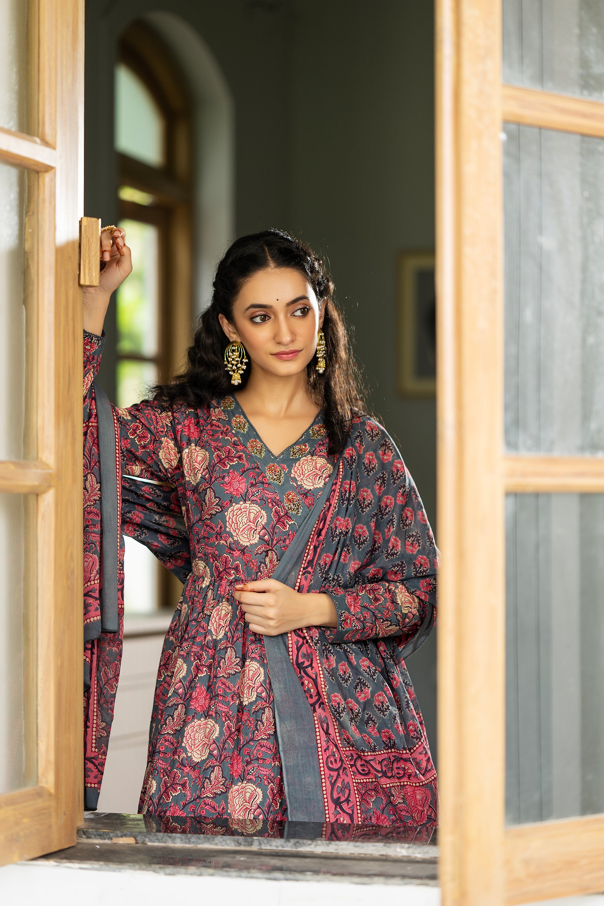 Midnight Bloom Anarkali Set