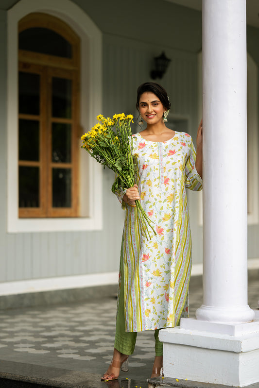 Spring Meadow Cotton Kurta Set