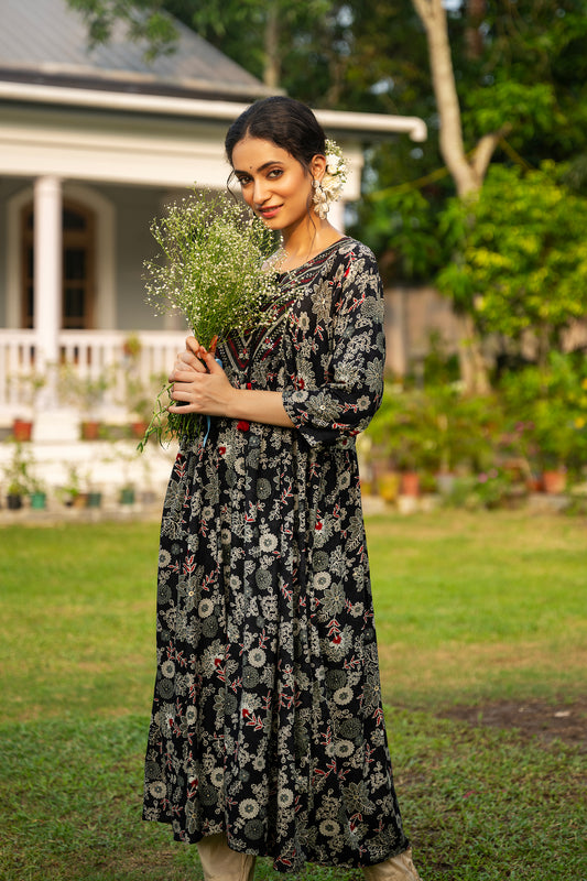Midnight Bloom Anarkali Kurta