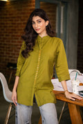 The Aurelia Chartreuse Button-Detail Kurta