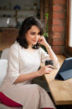 The Aveline Ivory Tonal-Motif Kurta