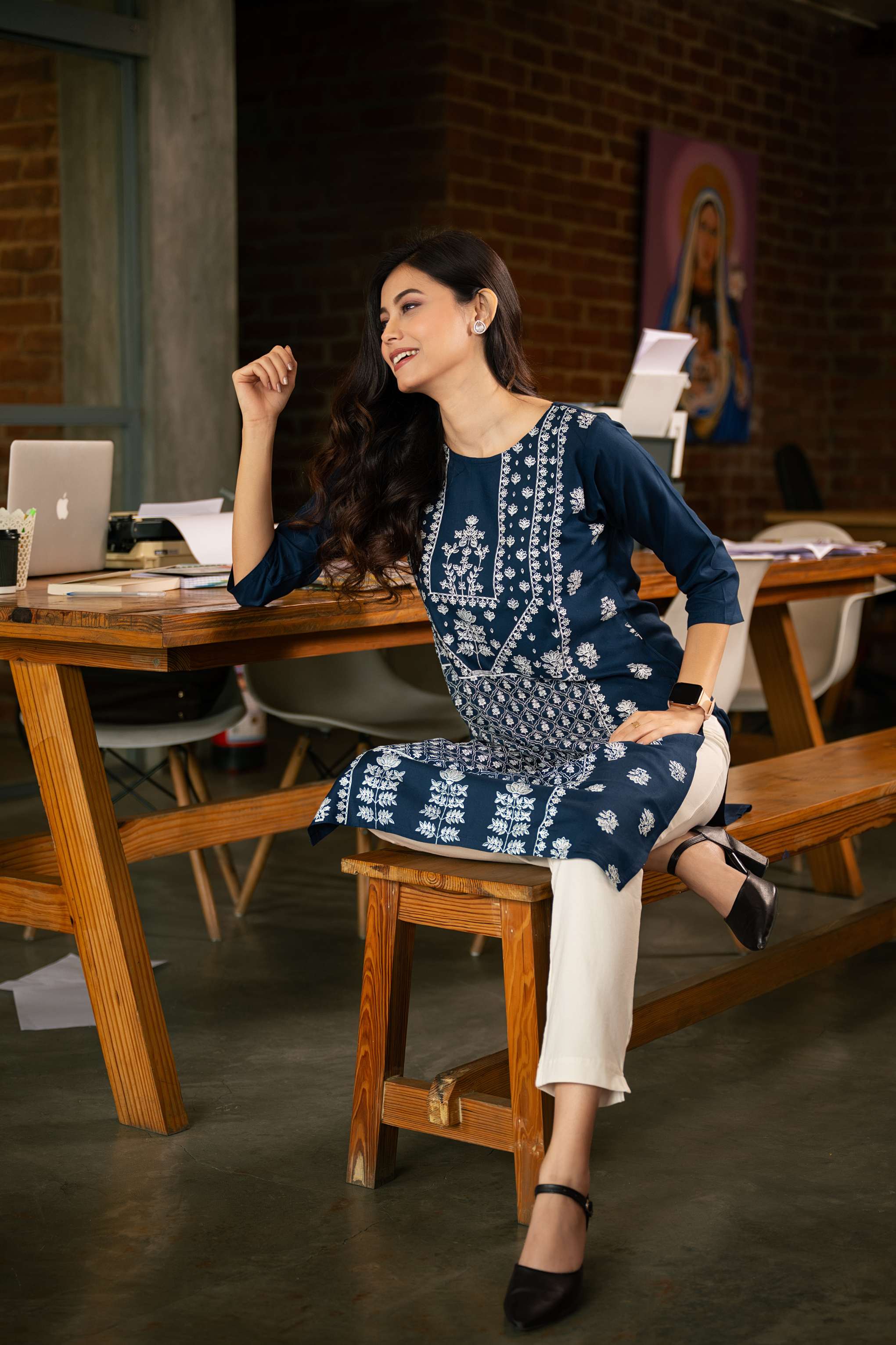 The Vespera Midnight Blue Heritage Kurta