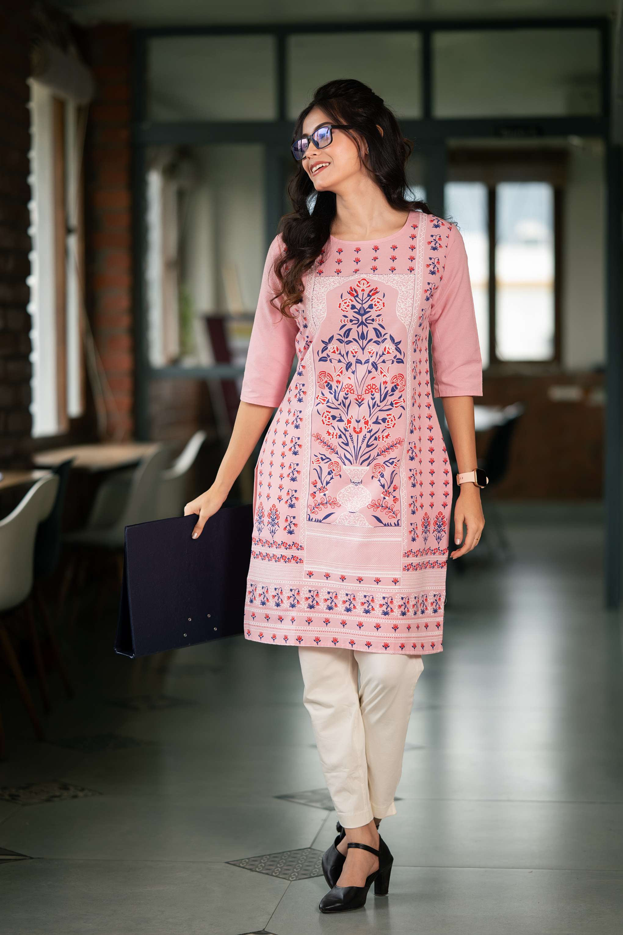 The Elowen Blush Botanical Kurta