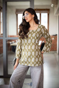 Vanya Olive Block Print Short Kurta